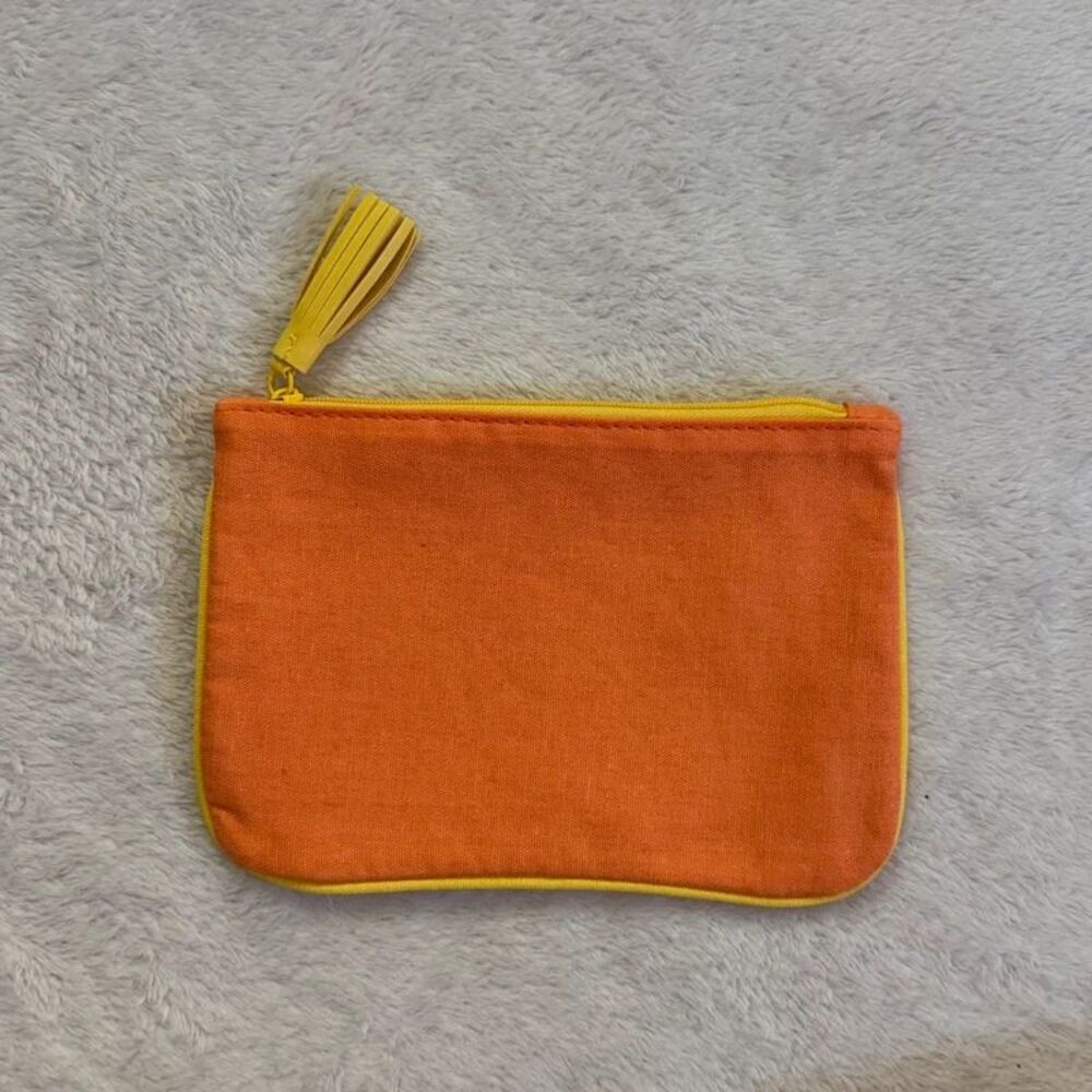 coral canvas mini makeup cosmetics bag